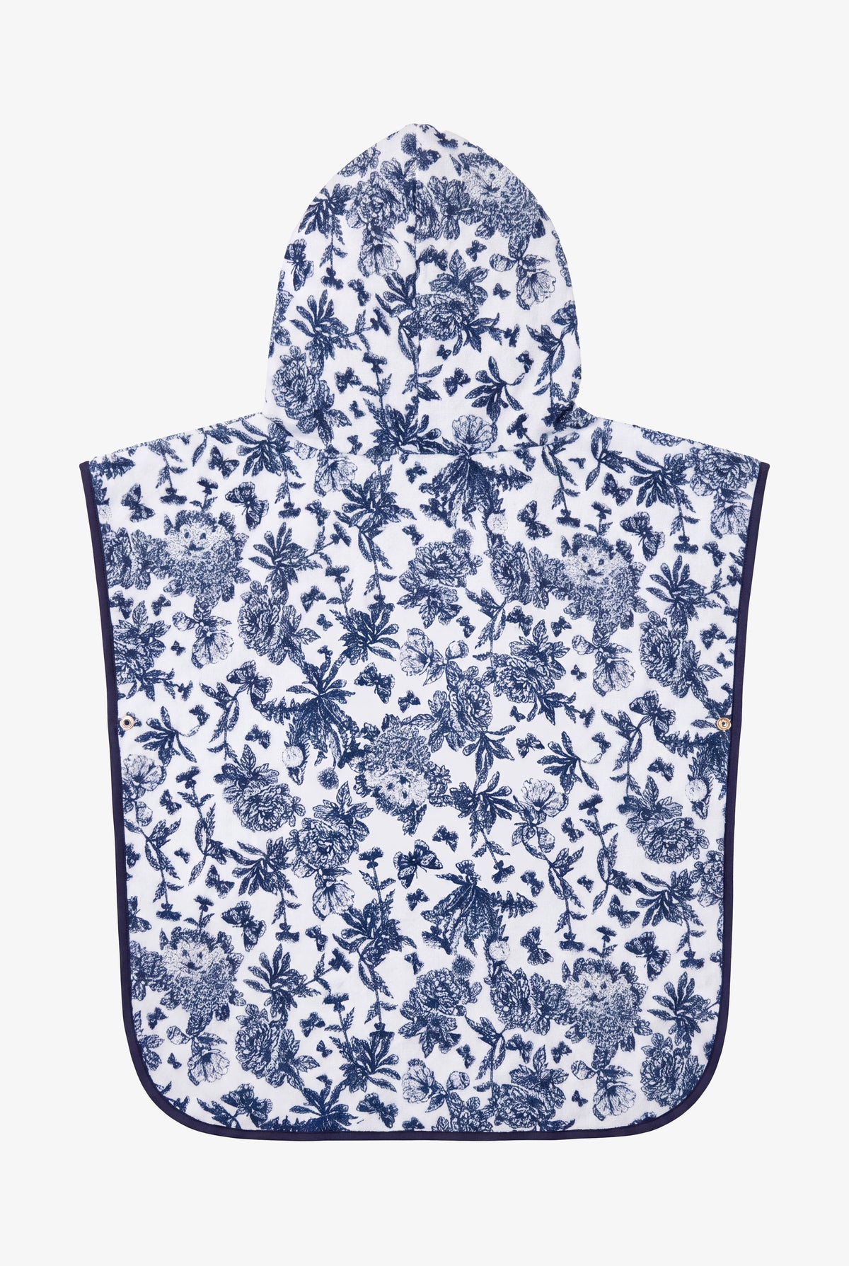Badeponcho - Baumwolle Druck Toile de Jouy-Inspiration marineblau