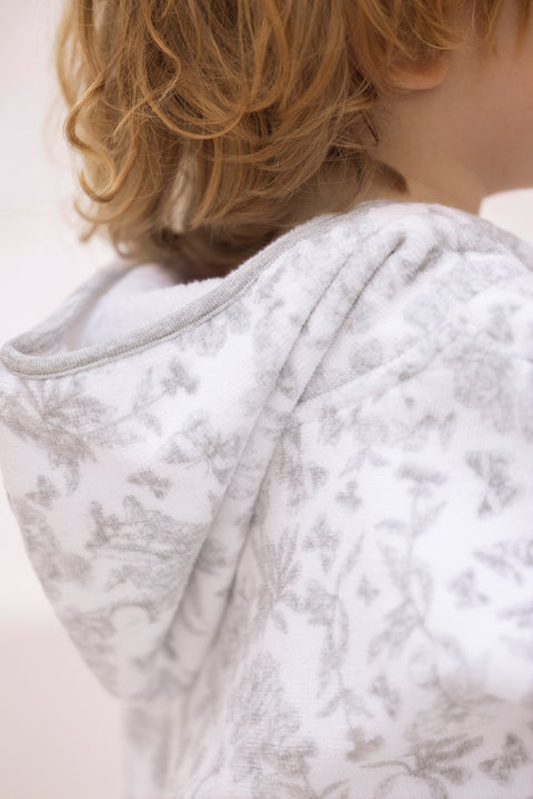 Poncho de baño - Algodón Estampado inspiración Toile de Jouy Gris claro - Image principale