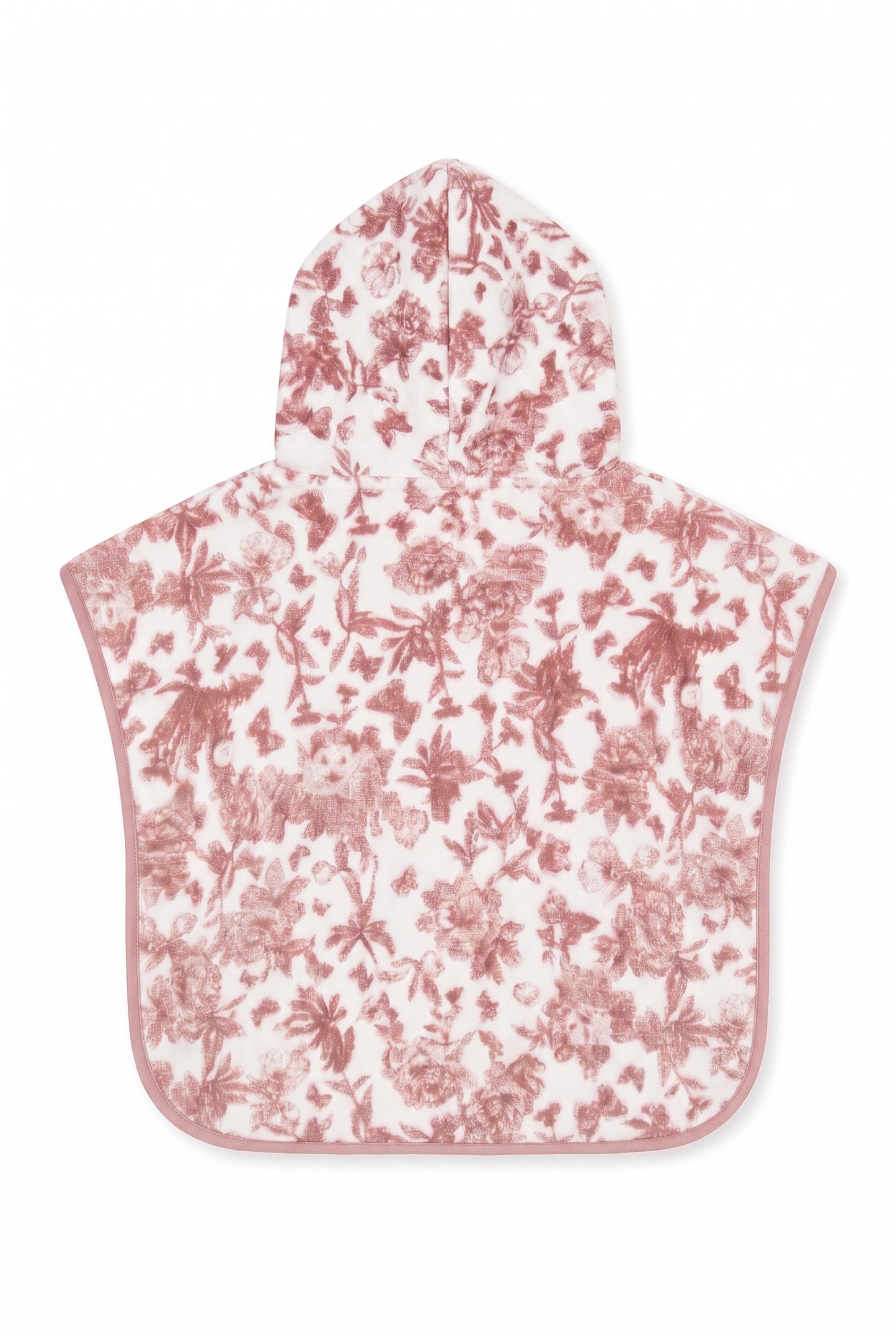Poncho da bagno - Cotone stampato ispiratore Toile de Jouy Rosa