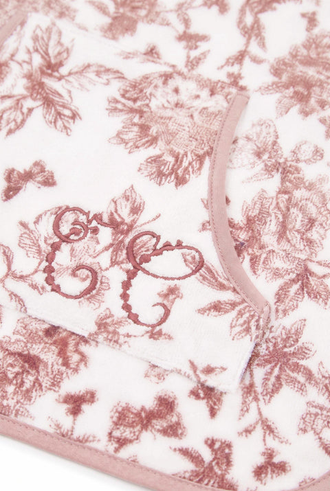 Poncho de bain - Coton imprimé inspiration Toile de Jouy rose - Image principale