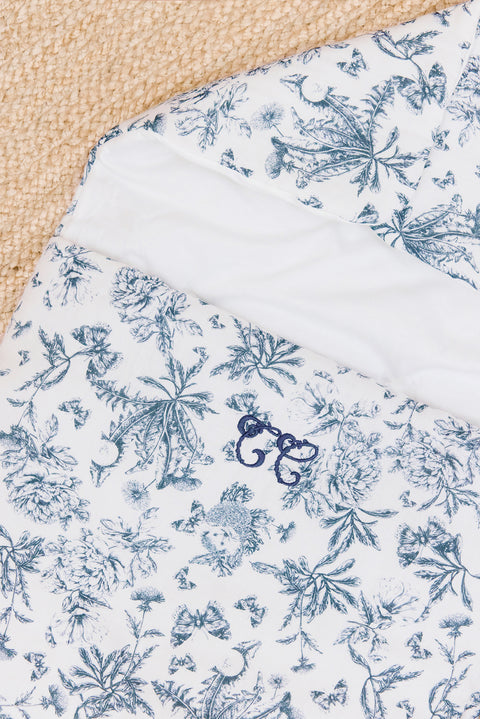 Nid d'ange - Imprimé inspiration toile de jouy bleu - Image principale