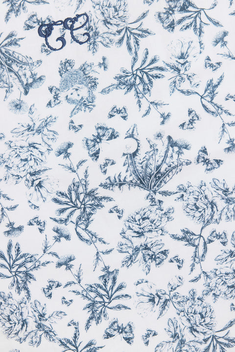 Nid d'ange - Imprimé inspiration toile de jouy bleu - Image principale