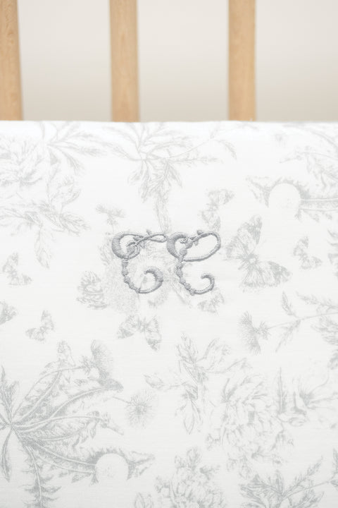 Tour de lit - Imprimé inspiration toile de jouy gris - Image principale