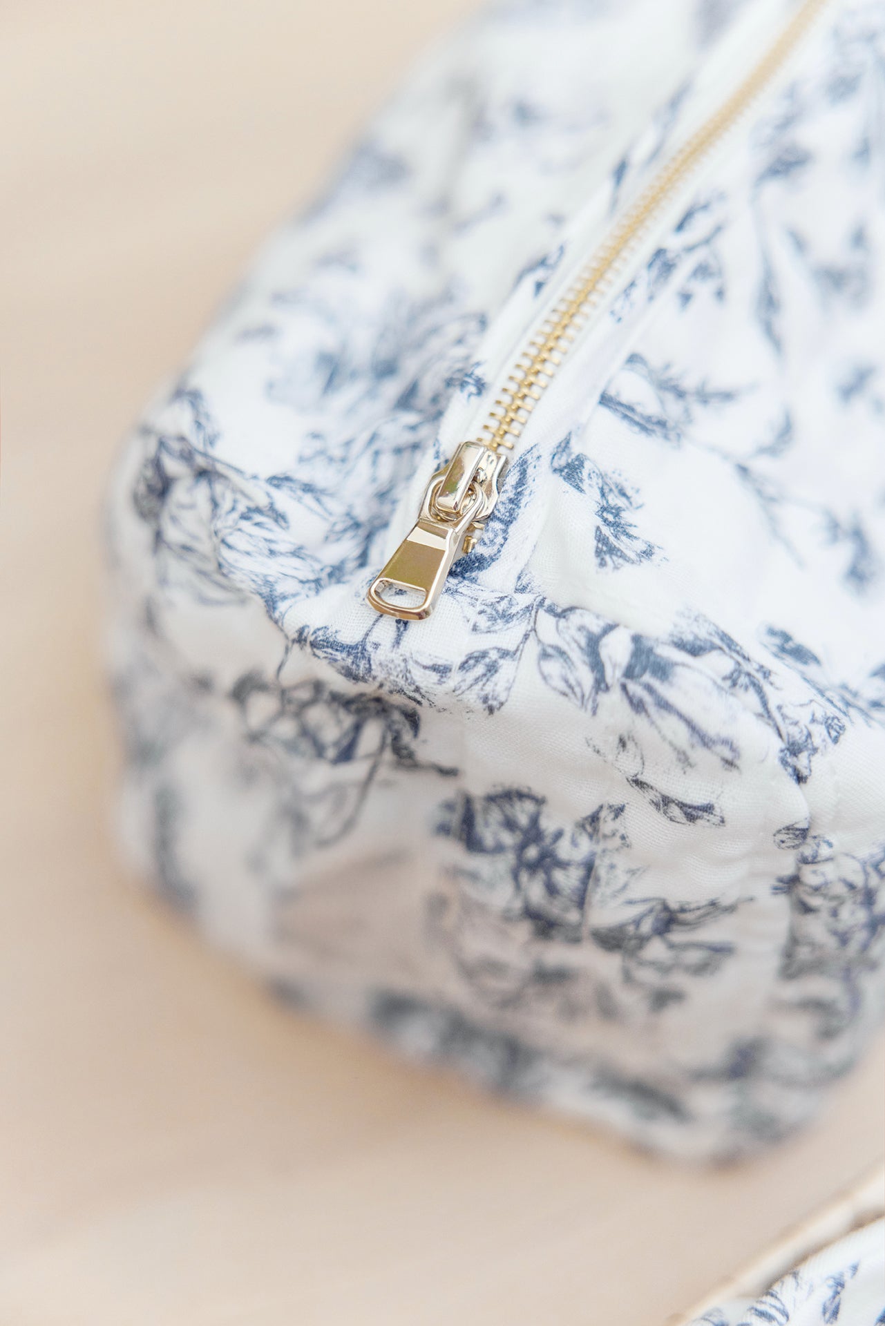 Bolsa para el baño - Estampado inspiración toile de jouy Azul