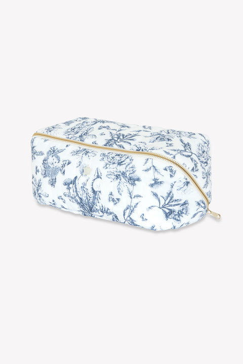 Trousse zippée - Imprimé inspiration Toile de Jouy bleu - Image principale