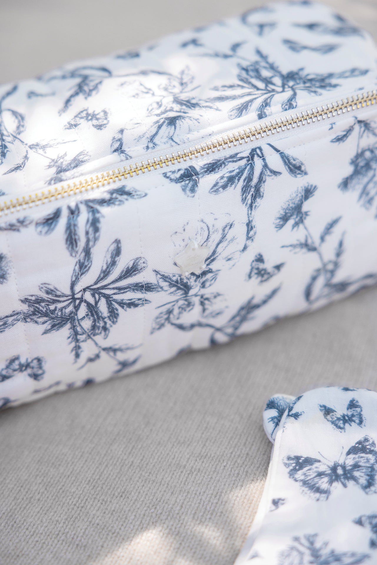 Trousse zippée - Imprimé inspiration Toile de Jouy bleu