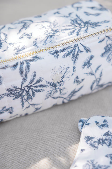 Estuche con cremallera - Estampado inspiración Toile de Jouy Azul - Image principale