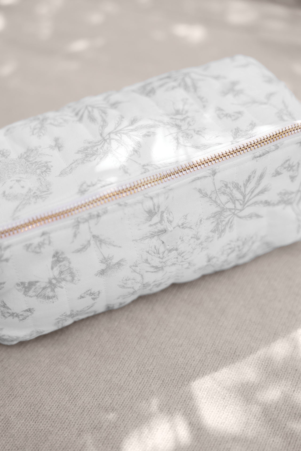 Astuccio con cerniera - Stampa ispiratrice Toile de Jouy Grigio