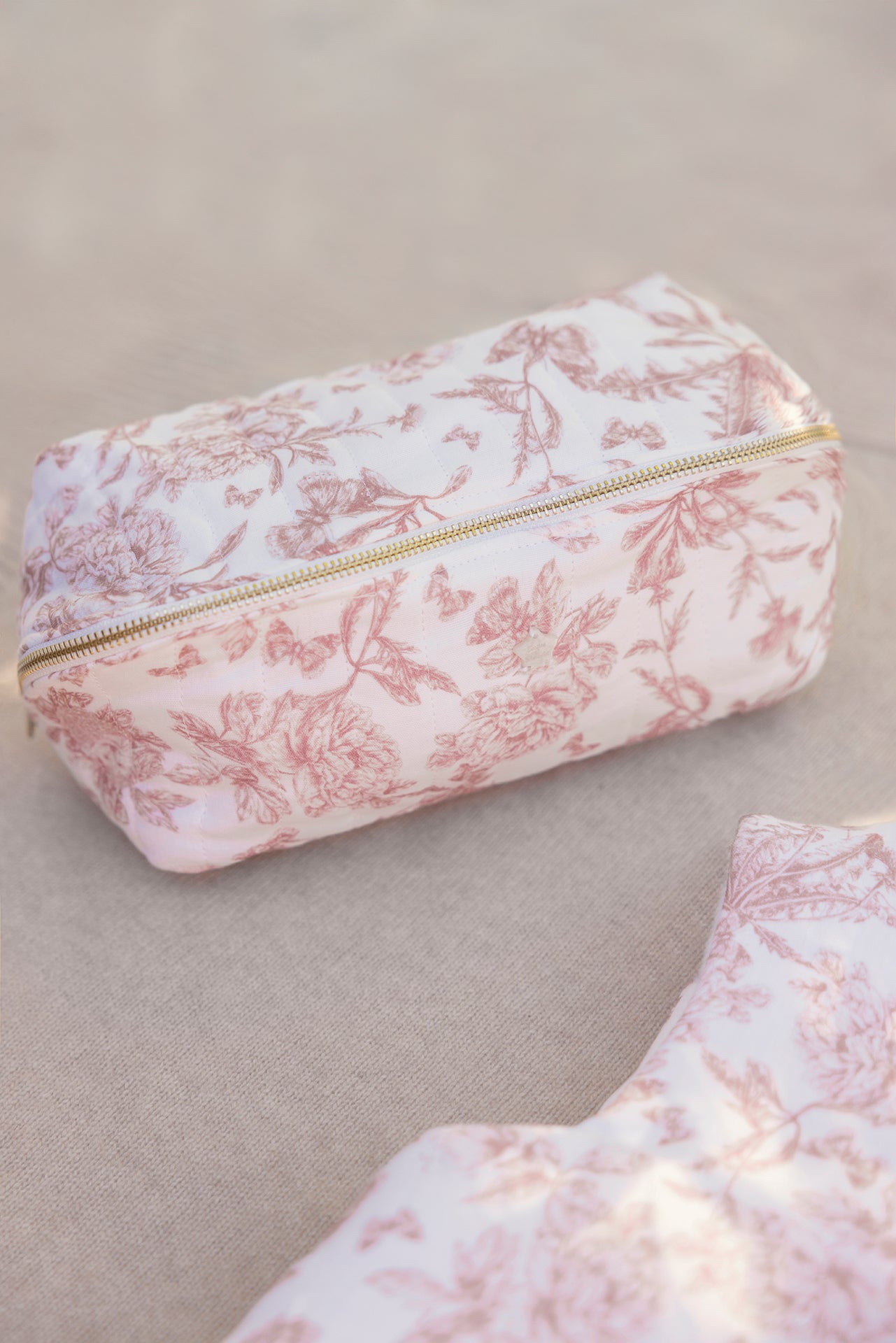 Trousse zippée - Imprimé inspiration Toile de Jouy rose