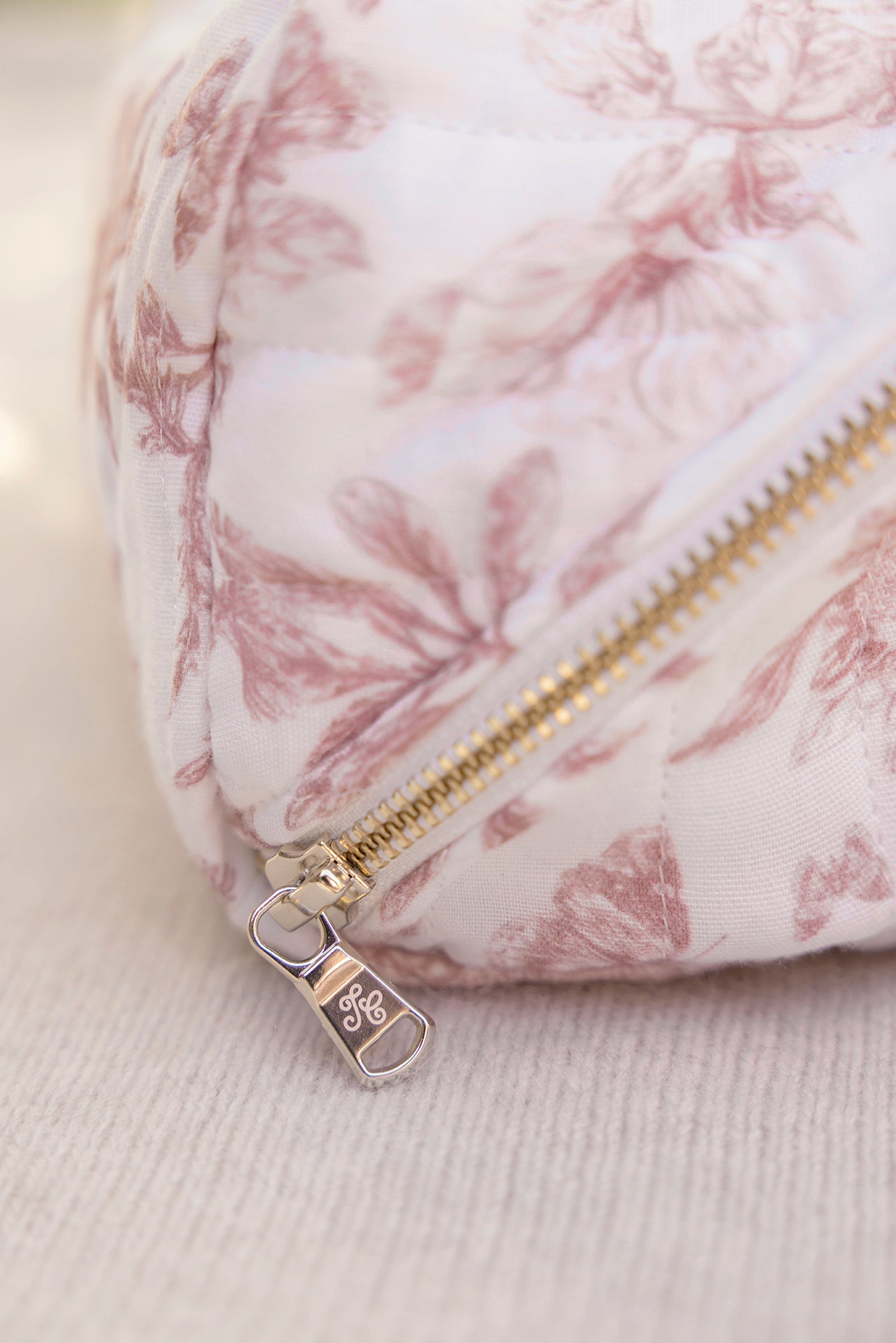 Trousse zippée - Imprimé inspiration Toile de Jouy rose