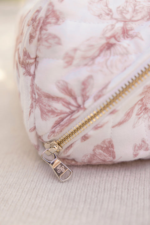 Trousse zippée - Imprimé inspiration Toile de Jouy rose - Image principale