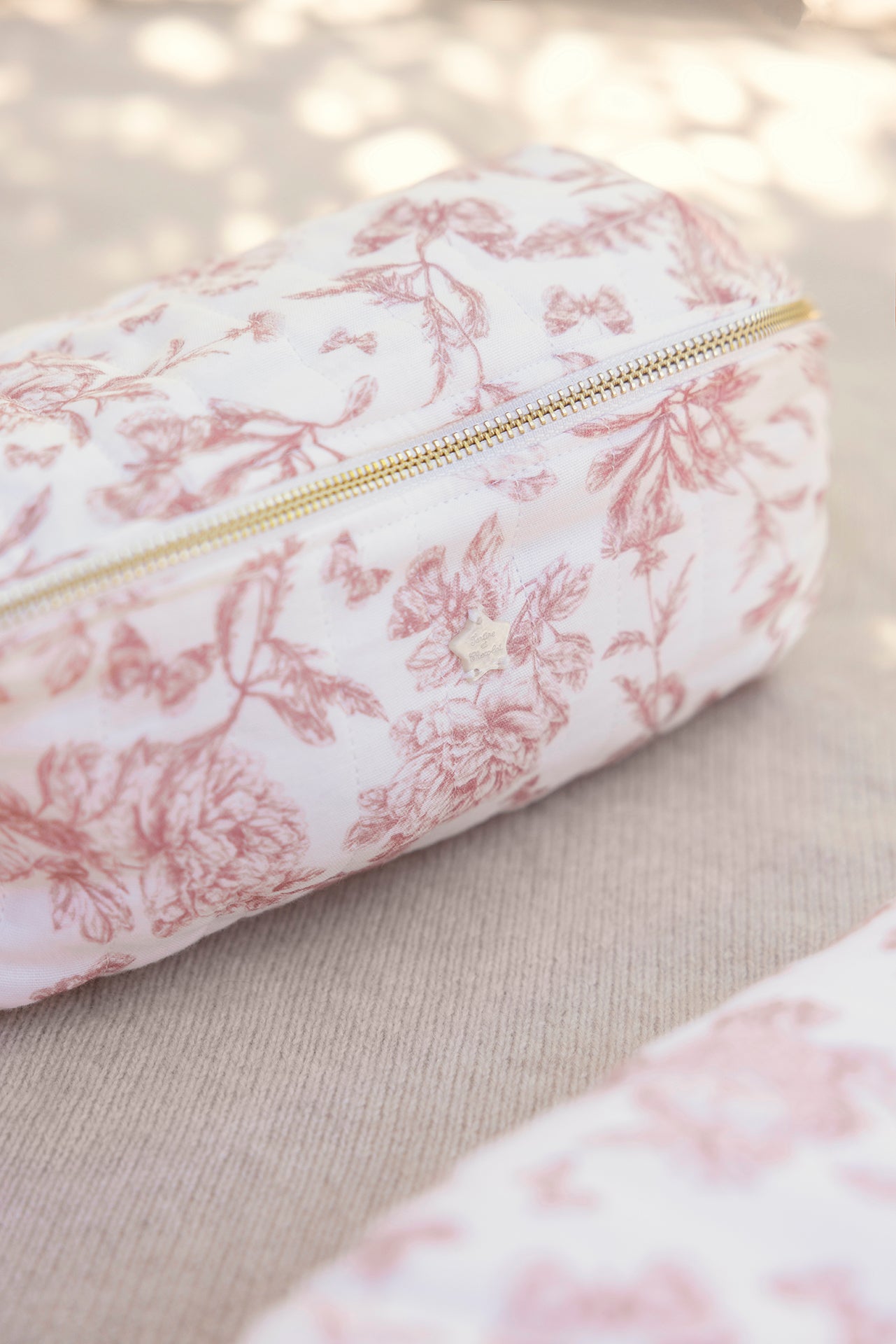 Trousse zippée - Imprimé inspiration Toile de Jouy rose