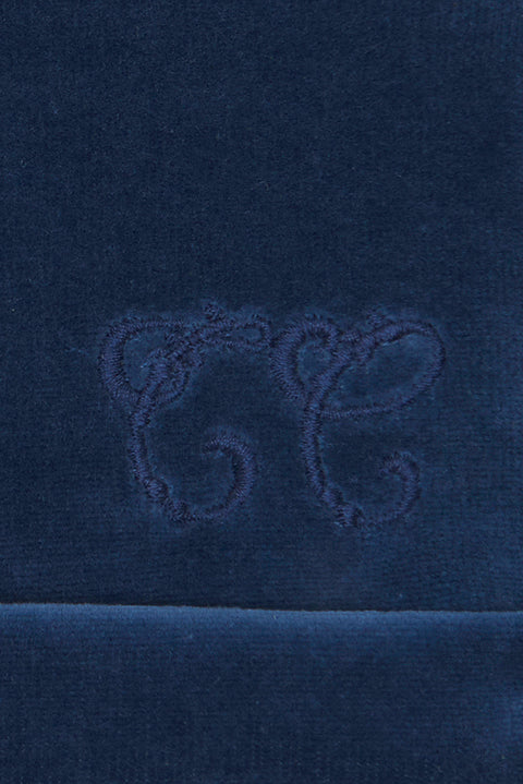 Bonnet - Bleu velours imprimé inspiration toile de jouy - Image principale