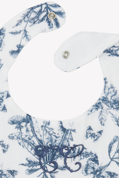 Bavoir - Imprimé inspiration toile de jouy bleu T2 - Image principale