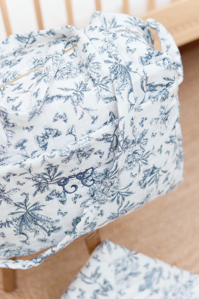 Sac à langer - Imprimé inspiration toile de jouy bleu - Image principale