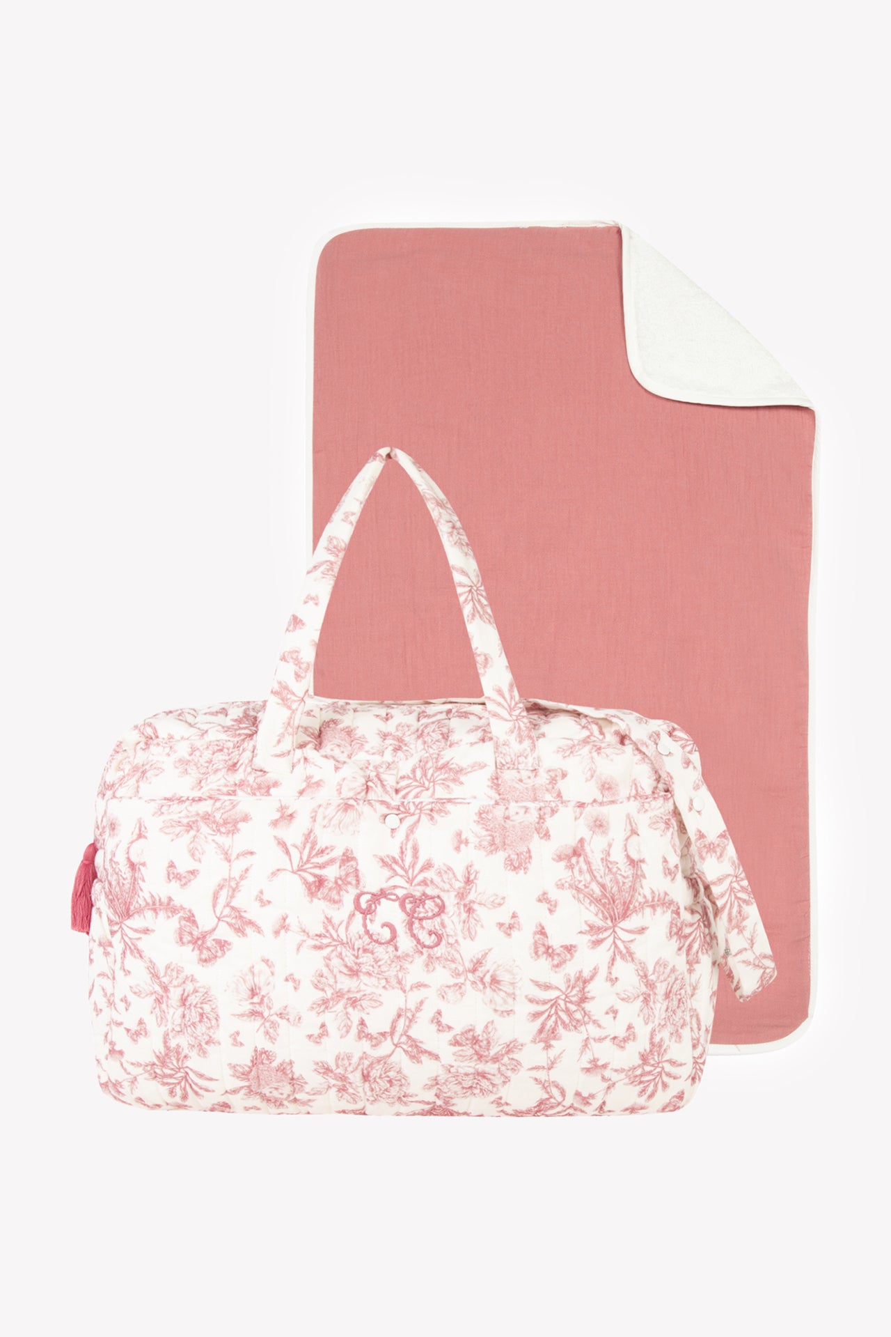 Sac à langer - Imprimé inspiration Toile de Jouy rose