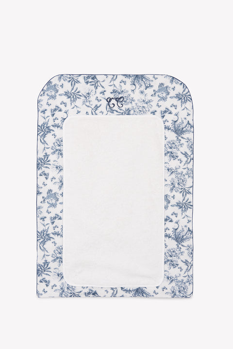 Housse de matelas à langer - Imprimé inspiration toile de jouy bleu - Image principale