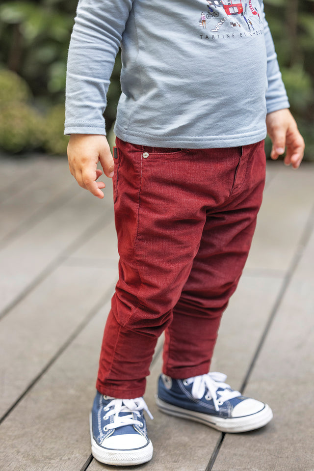 Pantalon - Bordeaux velours côtelé - Image principale