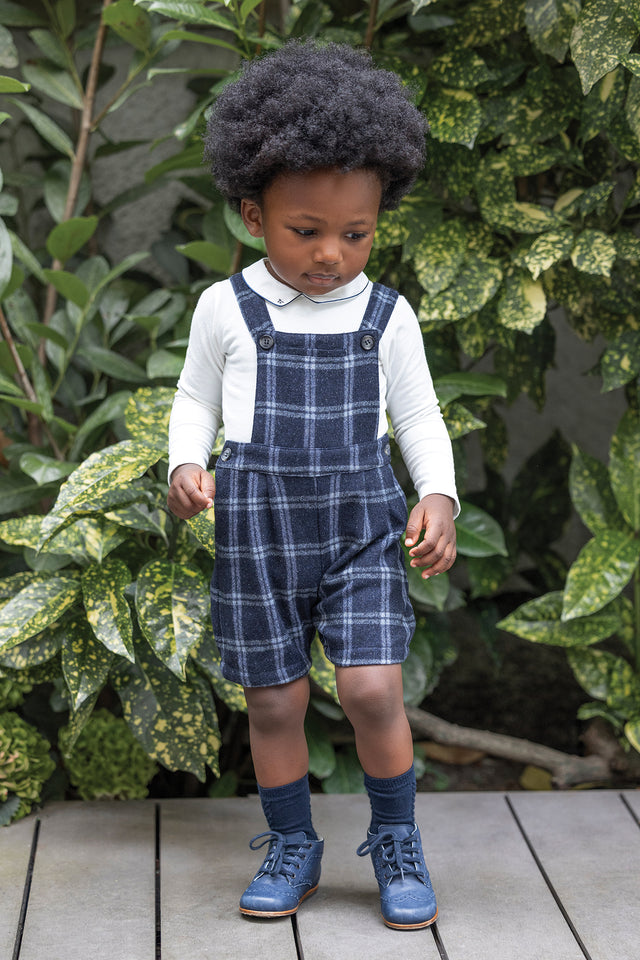 Salopette - Courte marine carreaux - Image principale