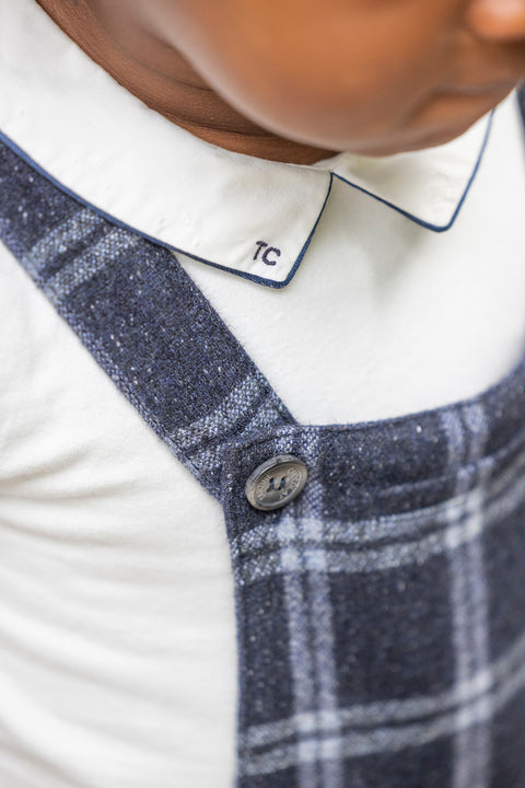 Salopette - Courte marine carreaux - Image principale