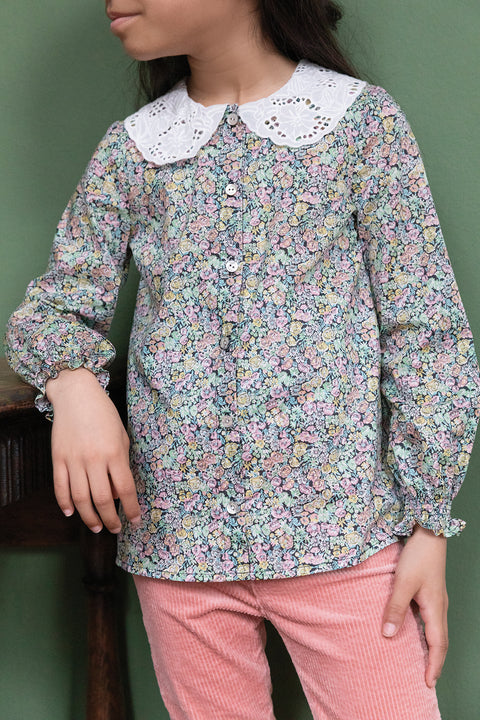Blouse - Tissu liberty col ajouré - Image principale