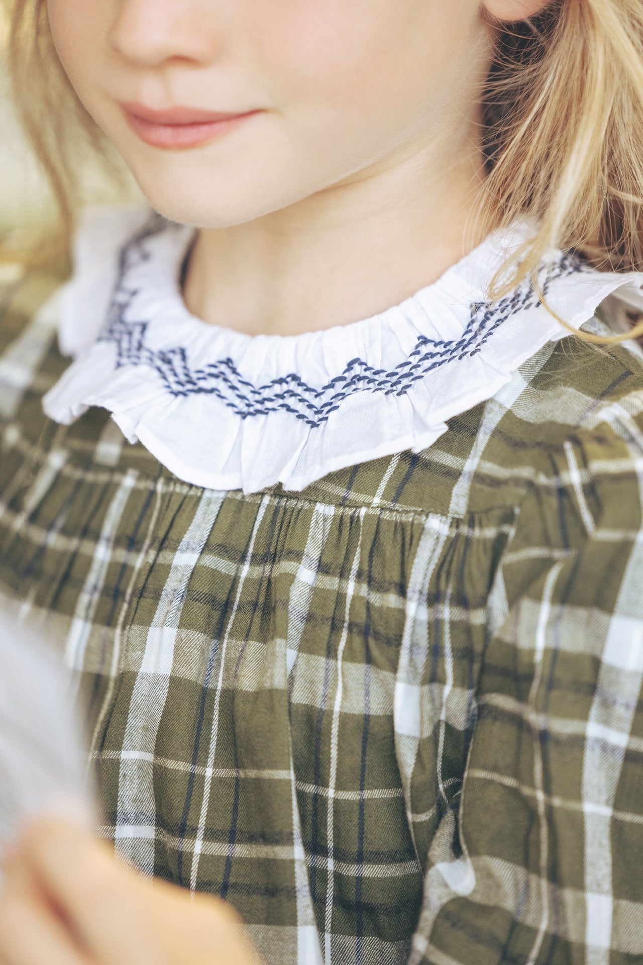 Blouse - kaki op Ruiten