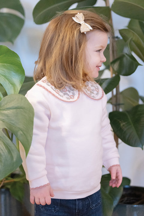 Sweatshirt - Pale pink Collar flowery - Image principale