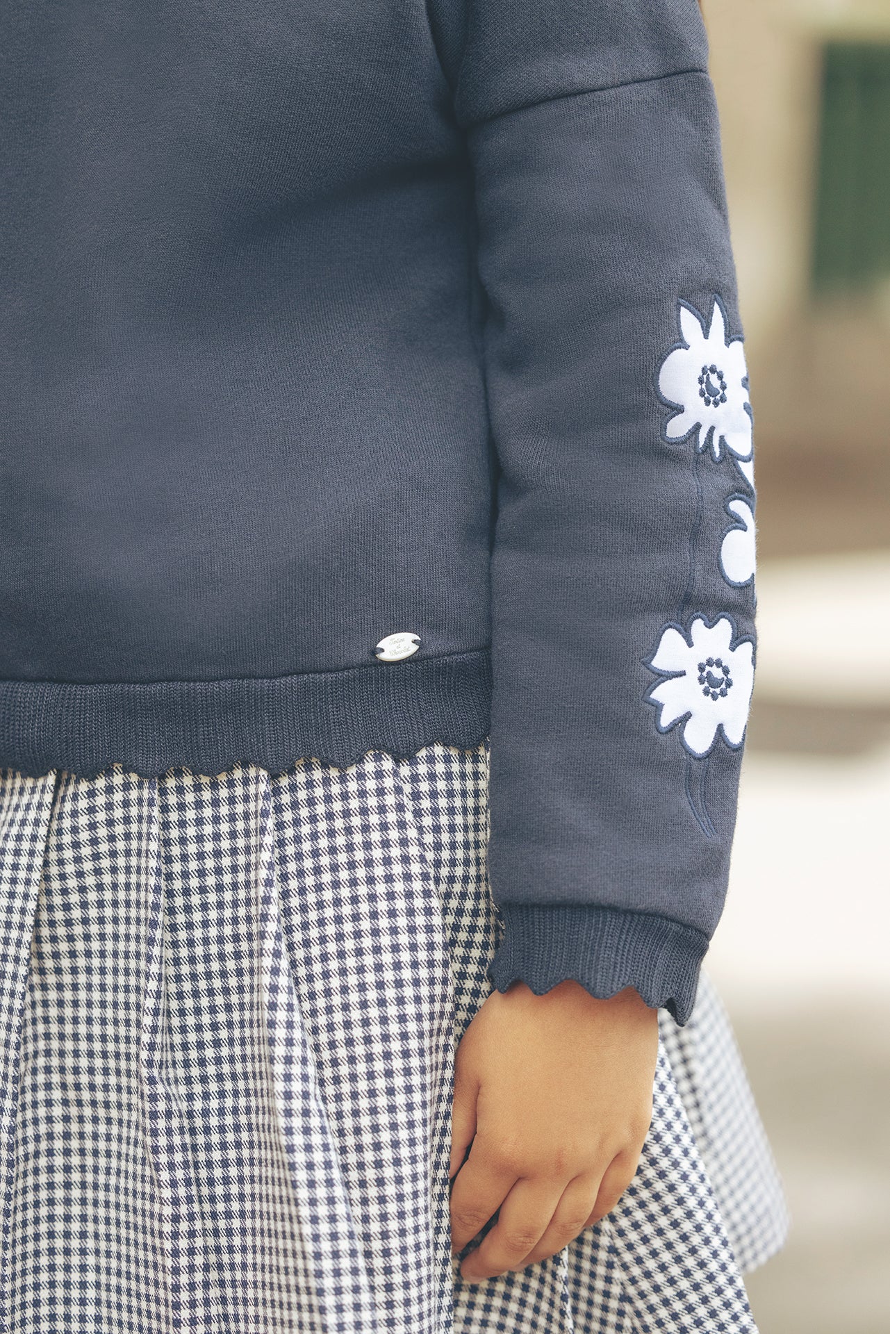 Sweatshirt - Marineblau Rüschenkragen