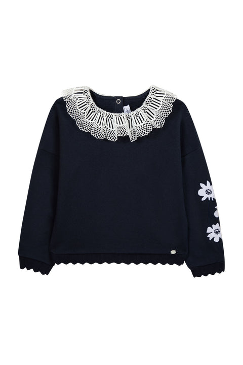 Sweatshirt - Navy Ruffled collar - Image principale