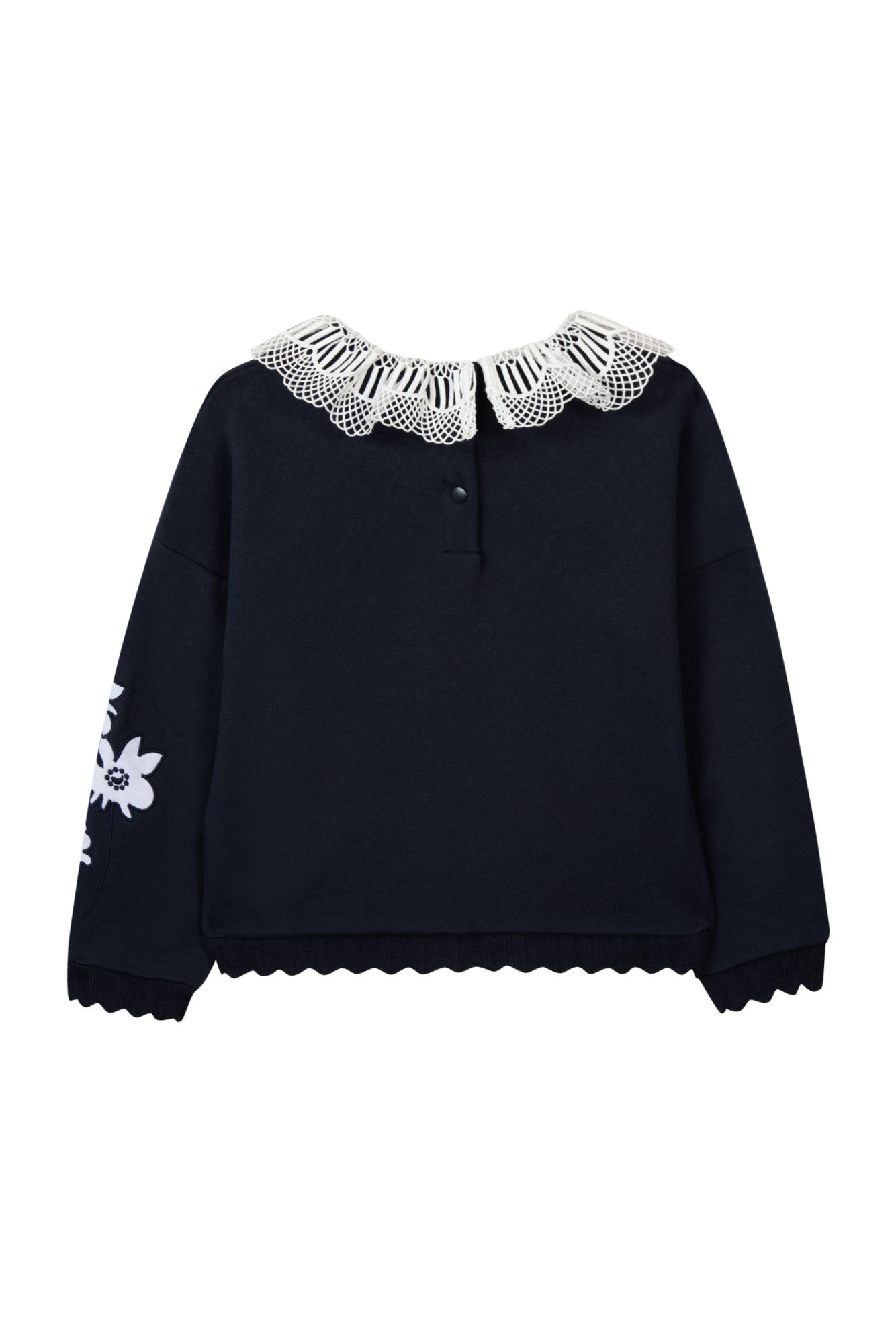 Sweatshirt - Marineblau Rüschenkragen