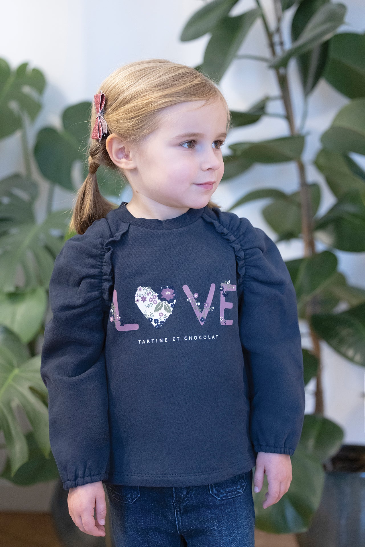Sweatshirt - Navy Love fabric Liberty