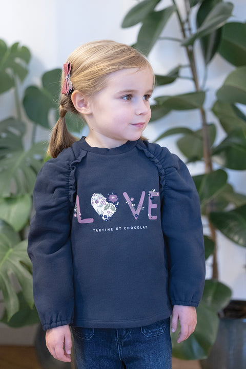 Sweatshirt - Marineblau Love Liberty-Stoff - Image principale