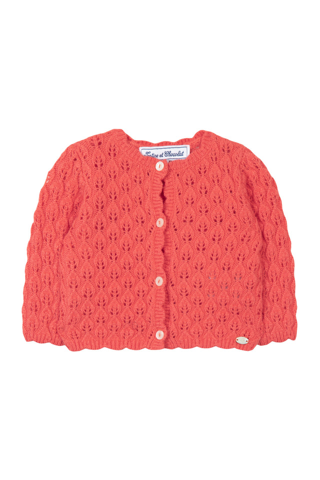 Strickjacke - Koralle Ajour-Strickwaren - Image principale