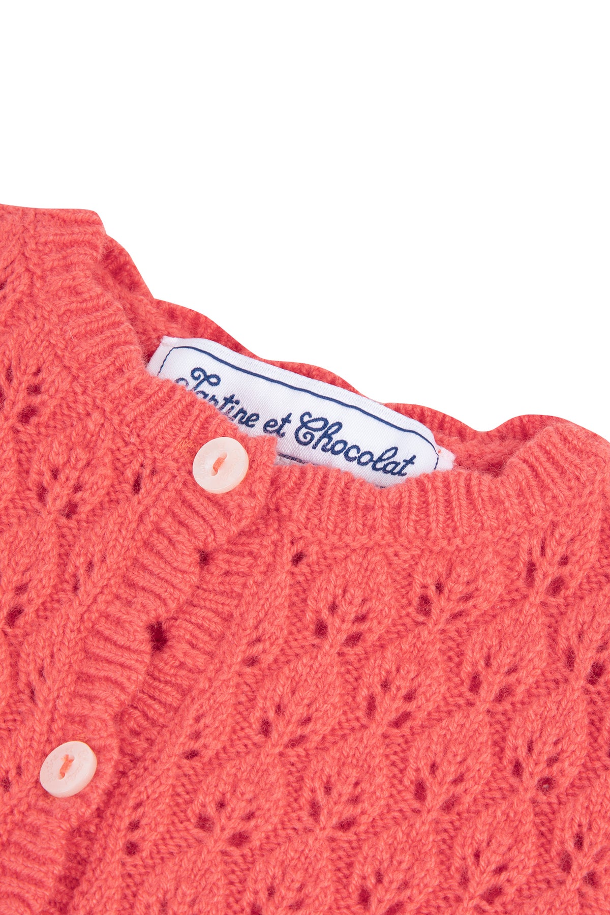 Cardigan - Corallo maglia traforata