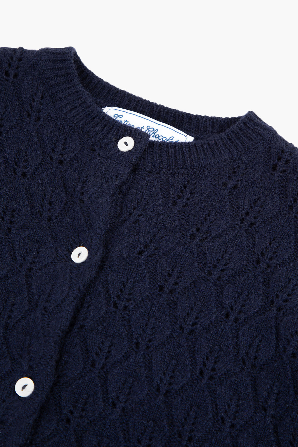 Cardigan - Navy knit leaves