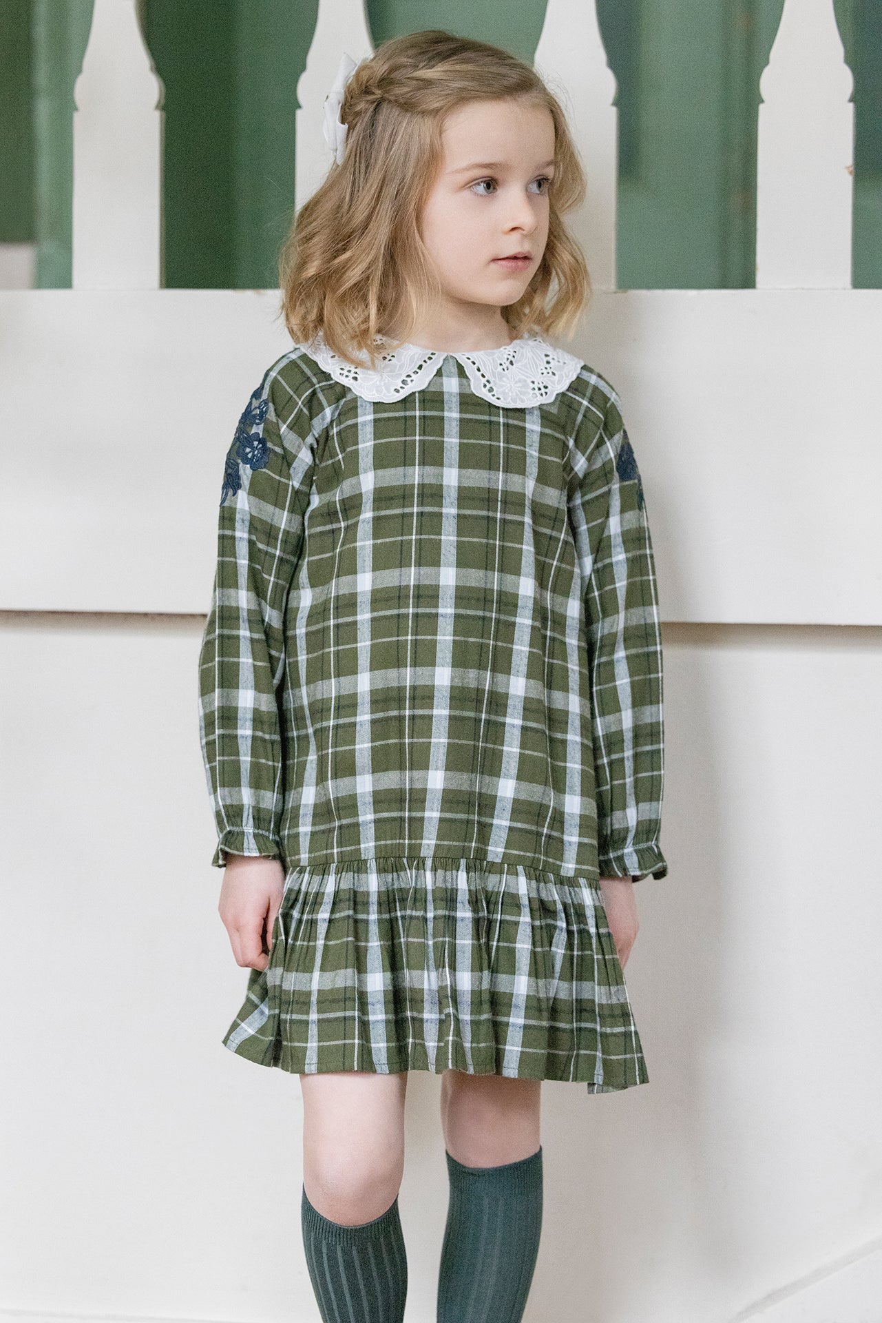 Kaki -jurk Ruiten Halsband Openwork