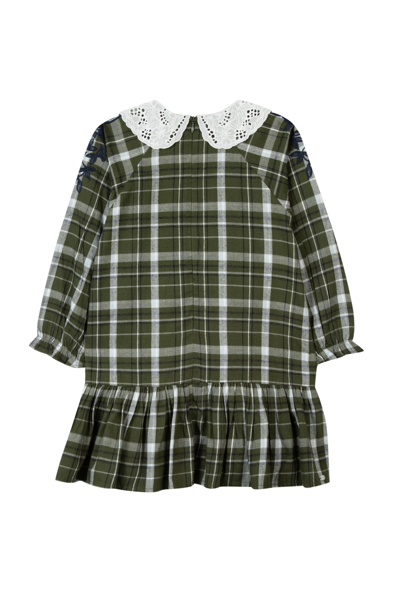 Kaki -jurk Ruiten Halsband Openwork