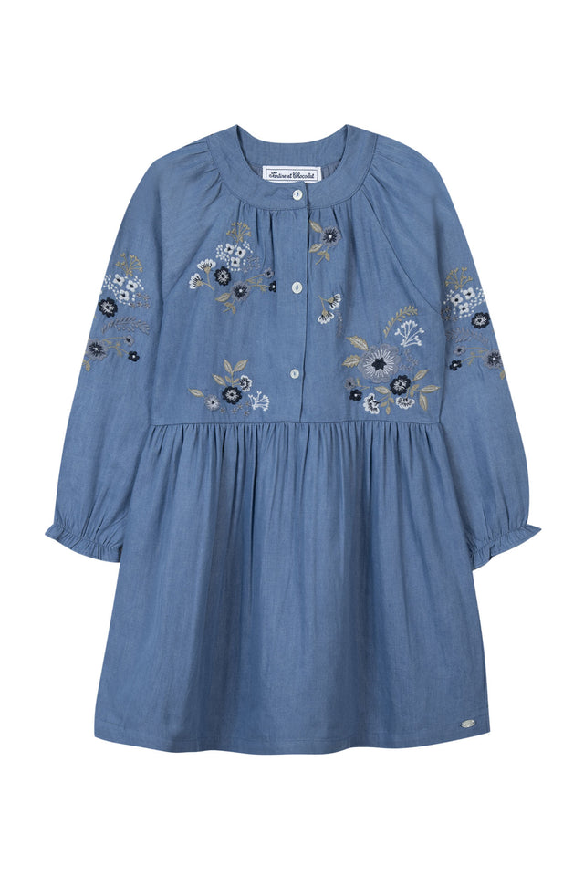 Robe - Bleu broderie florale - Image principale