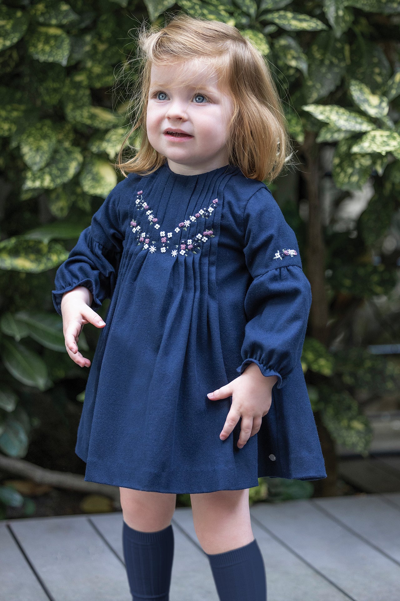 Jurk - Navy Geborduurdd