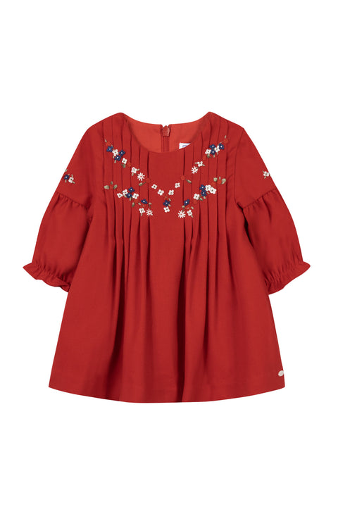 Jurk - Rood flanel Geborduurdd - Image principale