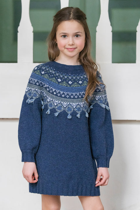 Kleid - Marineblau jacquard - Image principale