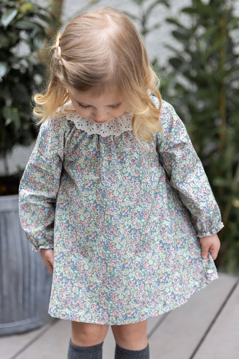 Robe - Col ajouré tissu liberty - Image principale