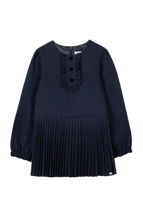 Kleid - Marineblau Falten- - Image principale