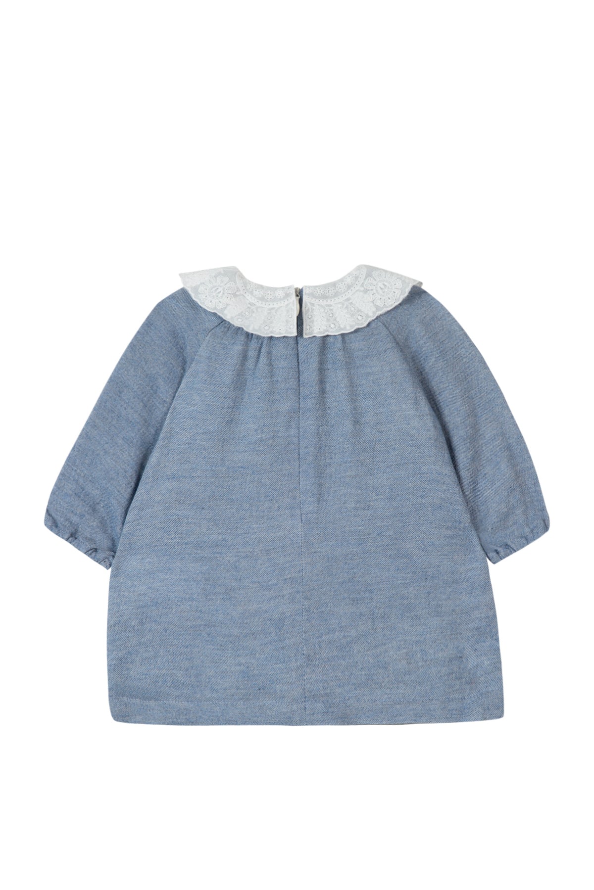 Robe - Bleu col volanté