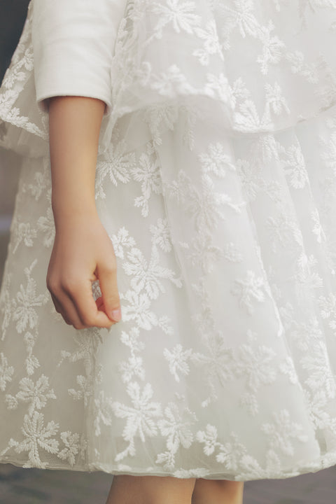 Robe - Ecru tulle fleuri - Image principale