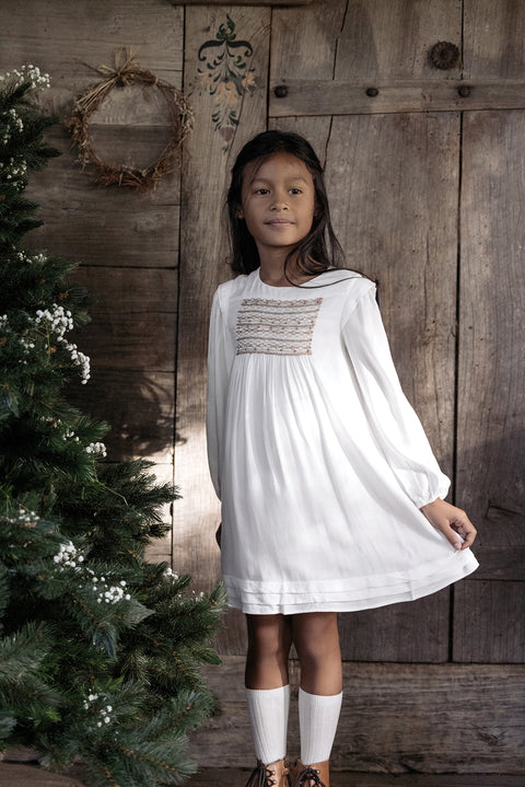 Robe - Ecru smock brodé - Image principale