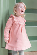 Kleid - Samt Rosa Stickerei Blumen