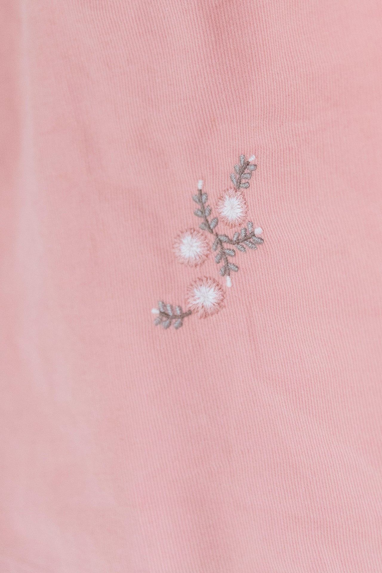 Kleid - Samt Rosa Stickerei Blumen