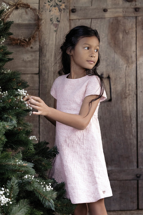 Robe - Rose pâle taffetas pailleté - Image principale
