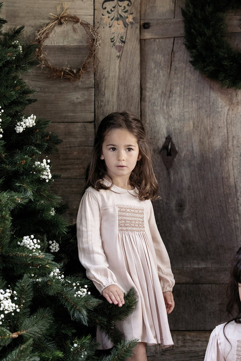 Kleid - Rosa Smock Peter-Pan-Kragen - Image principale